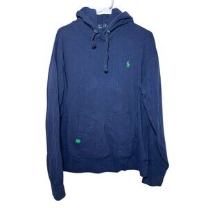 Polo Ralph Lauren Fleece Hoodie Sweatshirt Men's Large Navy Blue Performance